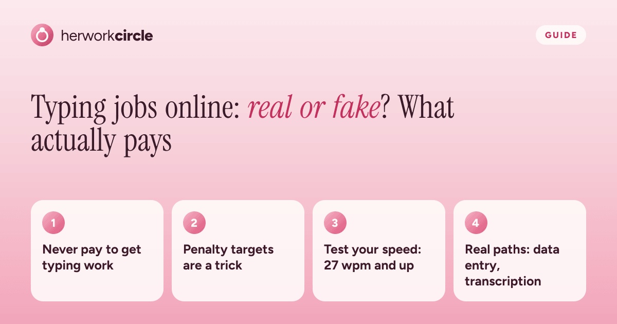 Four rules for typing jobs online in India: never pay, penalty targets are a trick, test your speed, and choose real typing work